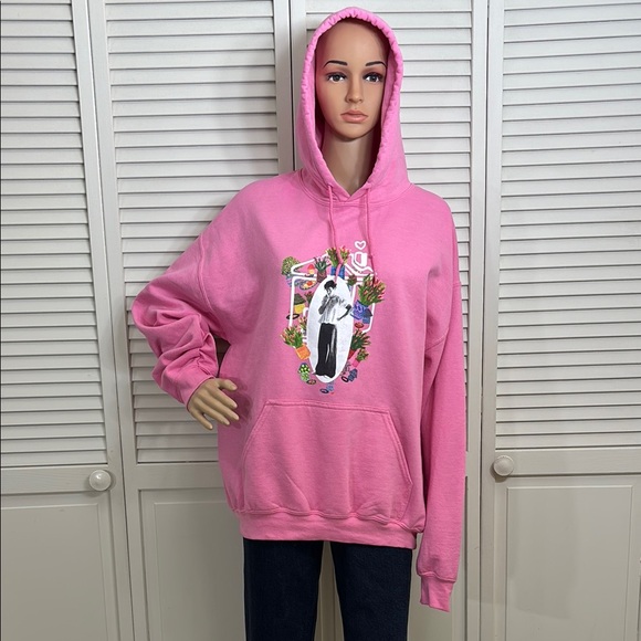 Harry Styles Pink Graphic Hoodie "Love on Tour" Hoodie Large - Picture 1 of 12